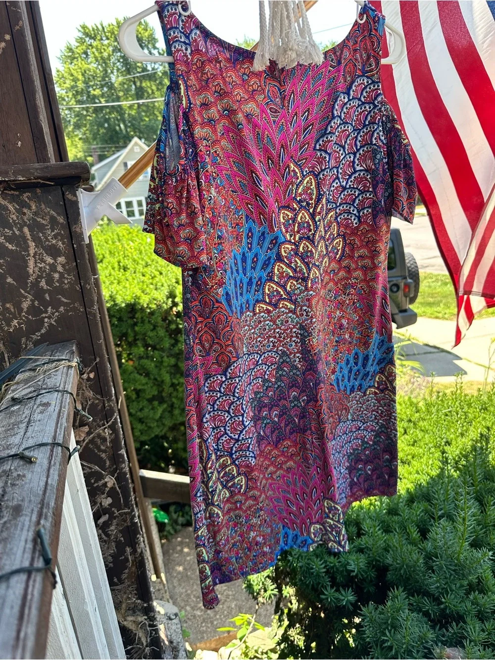 MSK Multicolor Paisley Shift Dress with Blue and Pink Accents